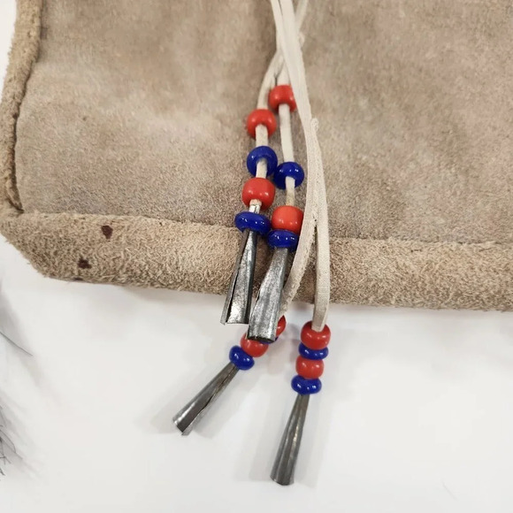 Handmade Leather Beaded Purse Handbag - Picture 2 of 13